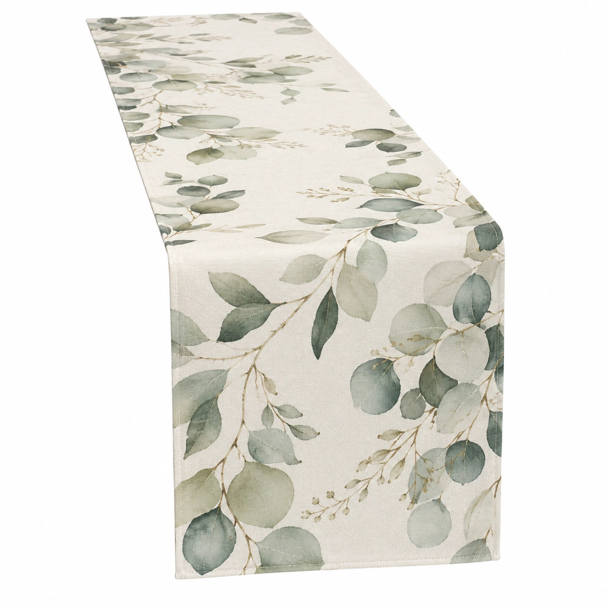 Chemin de Table Motif Feuilles 180x40cm Vert