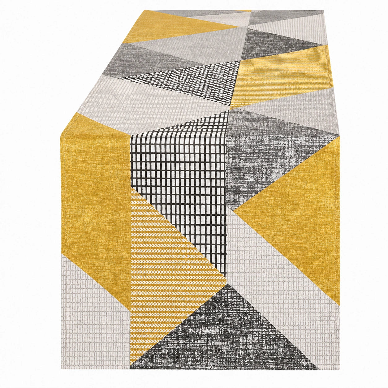 Chemin de Table Géométrique en Jaune, Gris et Noir