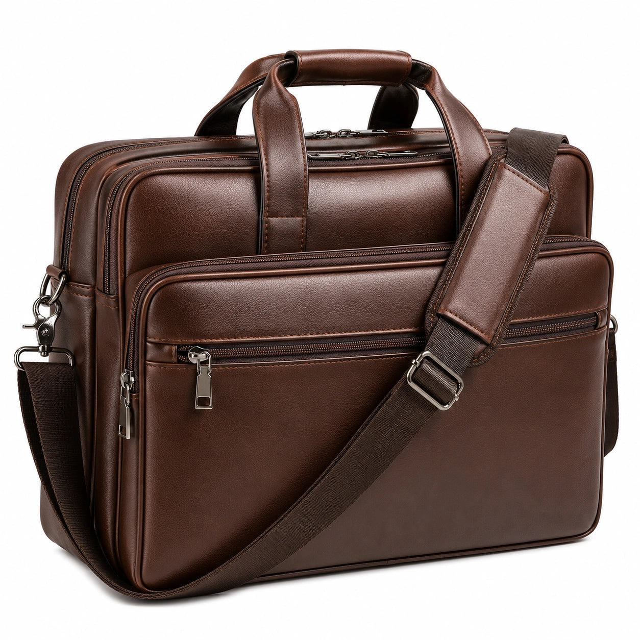 Sacoche d'ordinateur portable marron avec bandoulière réglable