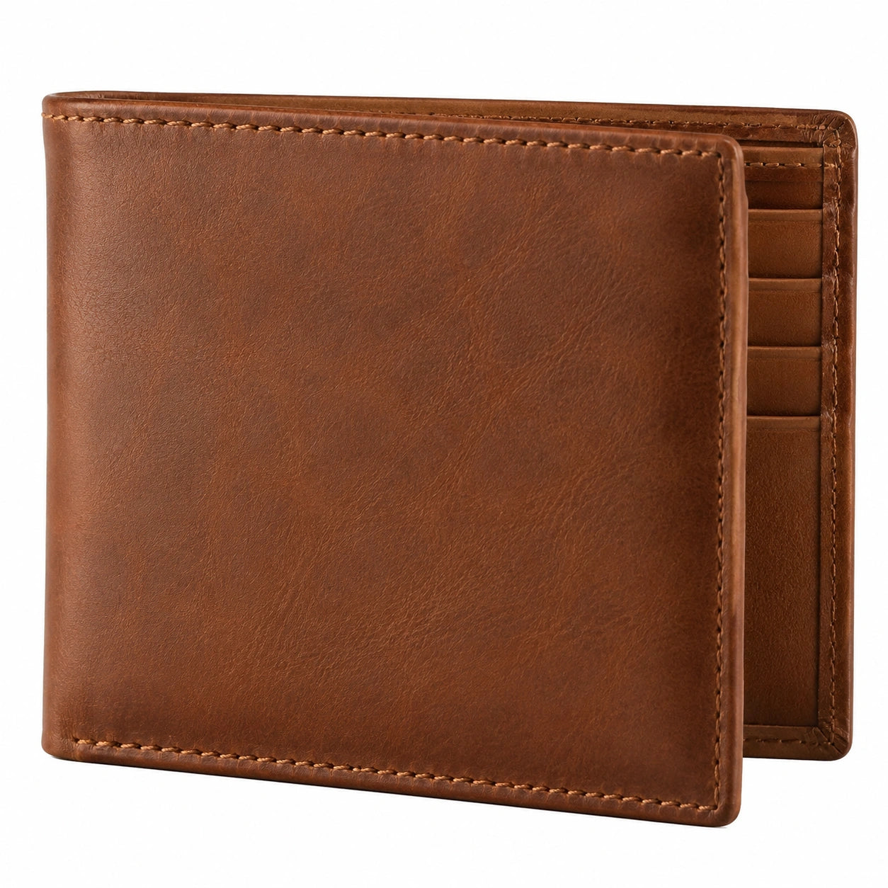 Portefeuille compact marron avec porte-cartes