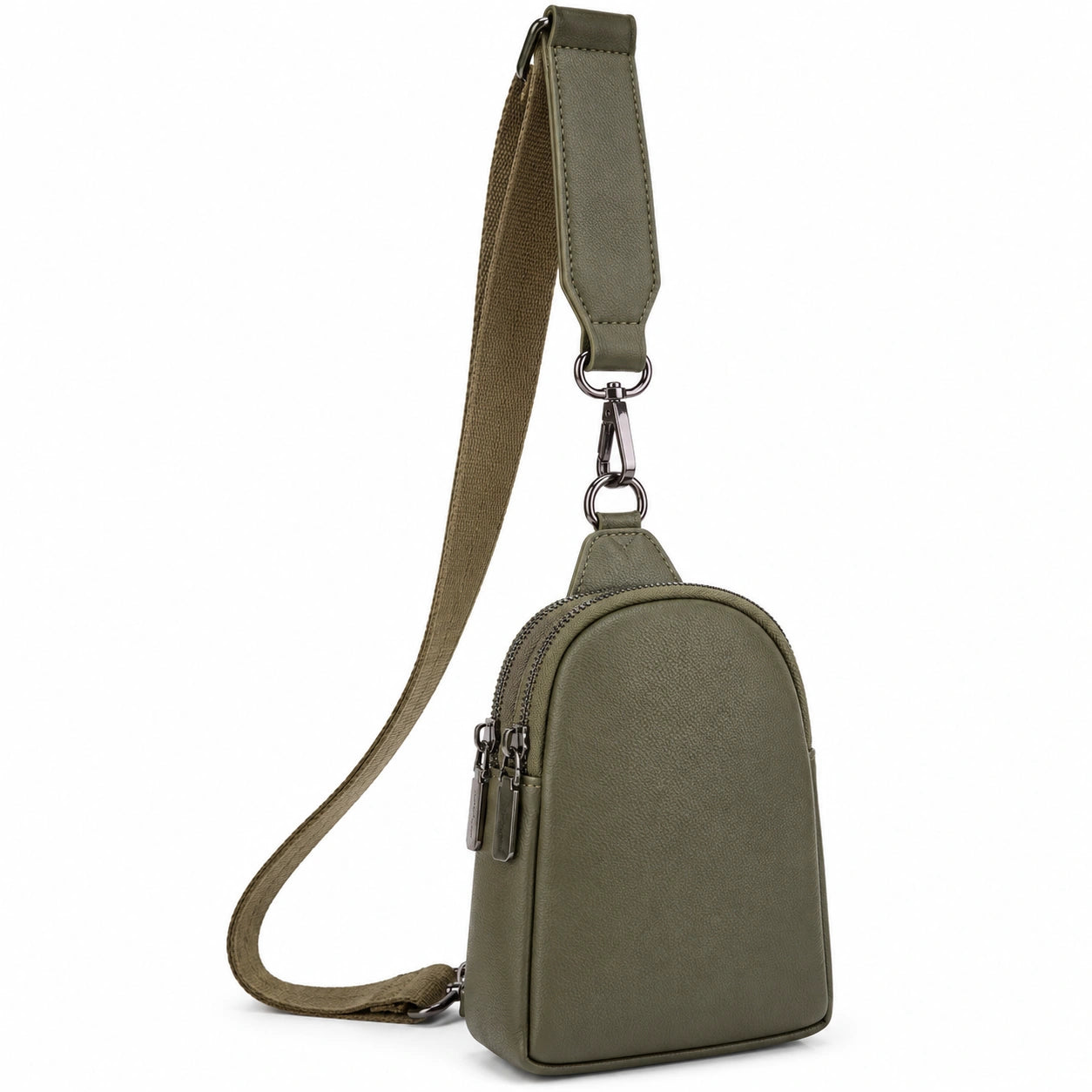 Petit sac à bandoulière couleur kaki avec fermeture éclair