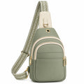 Sac à bandoulière unisexe vert et beige avec sangle réglable