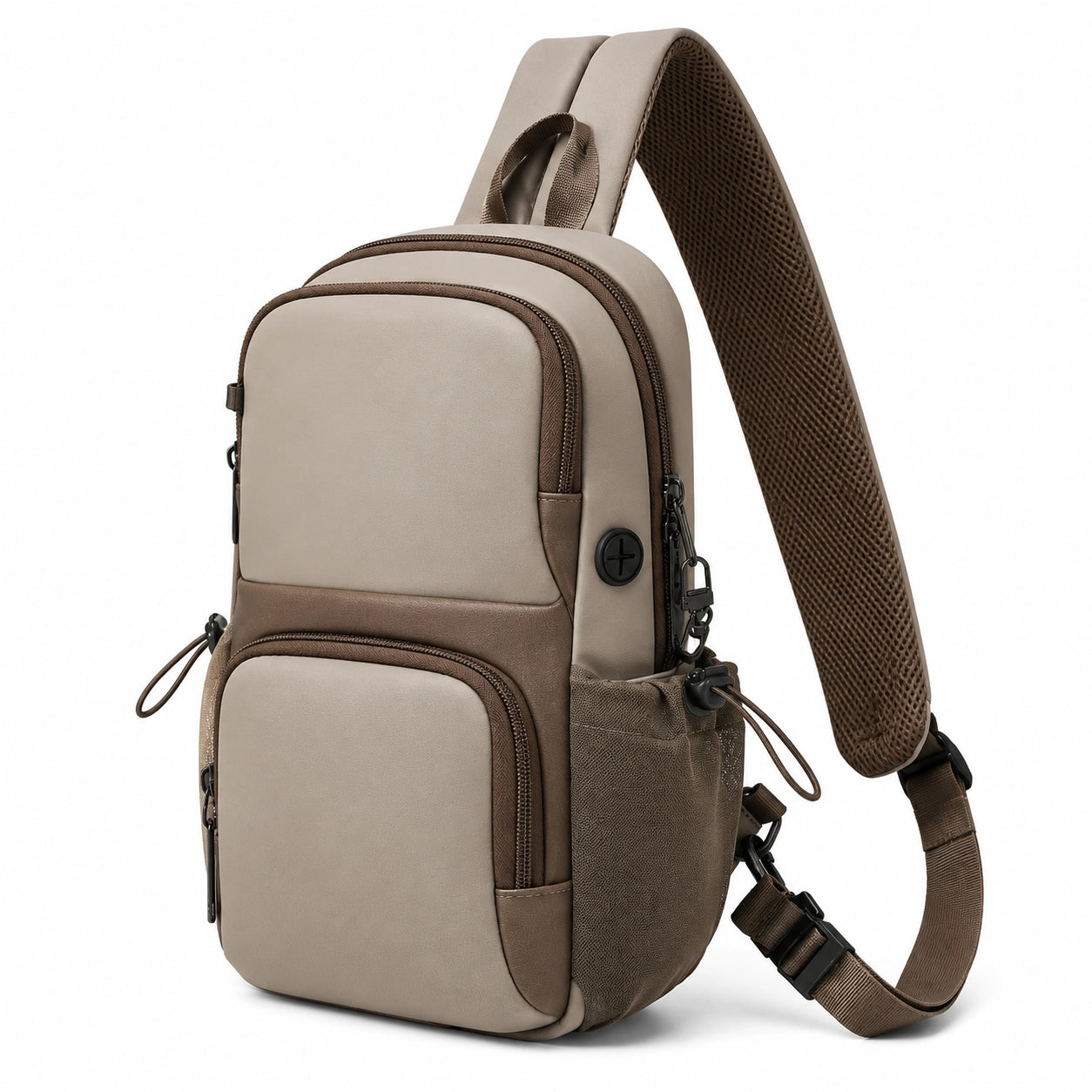 Sac bandoulière imperméable 10L Taupe et Marron