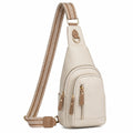Sac à bandoulière unisexe beige avec sangle réglable
