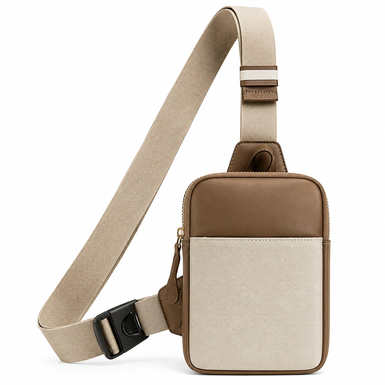 Sacoche bandoulière homme moderne marron et beige