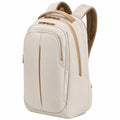 Sac à dos ordinateur beige avec compartiments et fermeture éclair