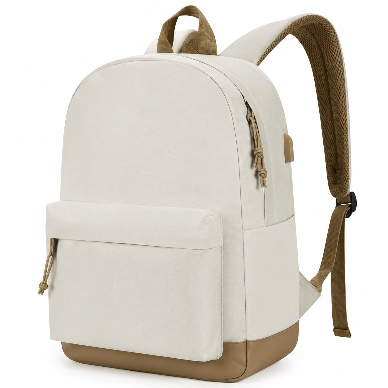 Sac à dos crème avec accents marron pour usage quotidien