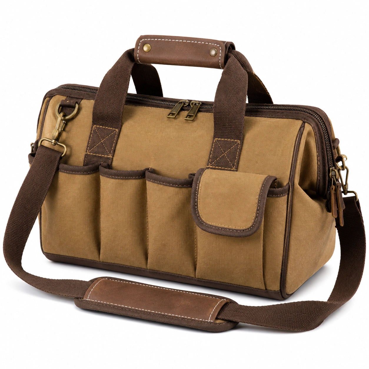 Sac à outils en toile avec poches extérieures - Kaki