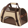 Sac de transport pour animaux beige et marron avec ventilation